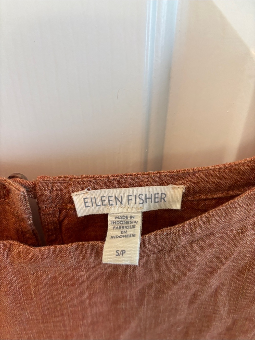 Eileen Fisher Rust Linen Boxy Short-Sleeve Top - Picture 2 of 8